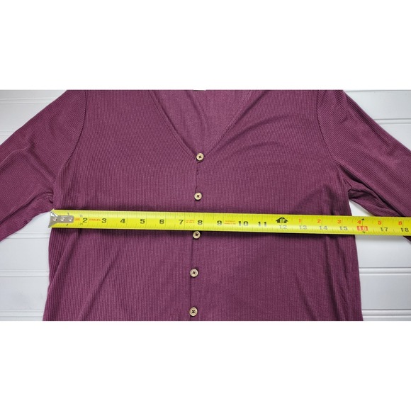 Michael Kors Ribbed V Neck Long Sleeve Tie‎ Front Top Burgundy Size Small - Picture 7 of 9